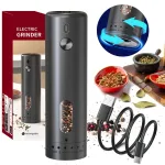110ml Electric Pepper Grinder 5 Adjustable Grinding Levels Automatic Rose Salt Grinder Type-C Rechargeable Electric Pepper Grinder