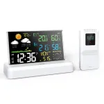 VA Color Screen Indoor And Outdoor Wireless Thermometer And Hygrometer Large Screen Perpetual Calendar Weather Forecast Weather Station Radio Clock