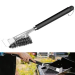 Long Handle BBQ Grill Cleaning Brush with Stainless Steel Scraper Bristles Cleaner Heavy Duty BBQ Tool Easy Stain Removal Grill Wire Brush Barbecue Accessories