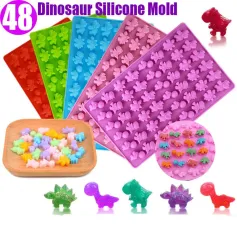 48 Holes Silicone Dinosaur Mold Non Stick Easy Release Candy Chocolate Gummy Baking Molds
