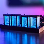 Nixie Tube Clock Vintage 16 Million RGB Electronic Table Clock Digital Led Desk Clock Home Decor Ornaments Gift Support Wifi Time Synchronization Mobile Phone Control