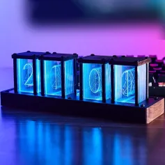 Nixie Tube Clock Vintage 16 Million RGB Electronic Table Clock Digital Led Desk Clock Home Decor Ornaments Gift Support Wifi Time Synchronization Mobile Phone Control