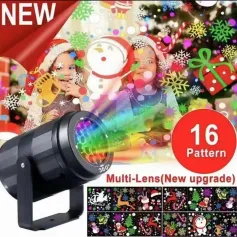 16 Patterns Projector LED Lights Christmas DJ Party LightsStage Light Indoor and Outdoor Decoration Laser Lamp Holiday Lighting