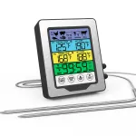 Dual Probe Large Colorful Touchscreen Food Meat Thermometer Kitchen Cooking BBQ Thermometer High Temperature Alarm Fahrenheit or Celsius Preset Temperature With Stand