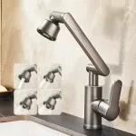 Universal G1/2 Hot and Cold Rotating Faucet 1080 Degree Rotation Copper Material Dual Mode Output Lift Type for Kitchen Bathroom Optional