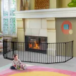 Comomy 198 inch Long Baby Gate, Extra Wide Baby Gate Play Yard 8 Panel Foldable Safety Gate for Pet Child Auto Close Baby Gate for Stairs Doorways Barriers, 30'' Tall, Black