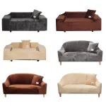 1/2/3 Seaters Elastic Plush Sofa Cover Universal Thick Pure Color Sofa Chair Seat Protector Stretch Slipcover Couch Case Home Office Furniture Decoration