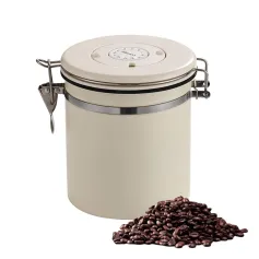 1.8L Stainless Steel Coffee Bean Container with Date Display and Spoon Sealed Coffee Container Food Storage Container for Dry Goods Cookies Candy Spices