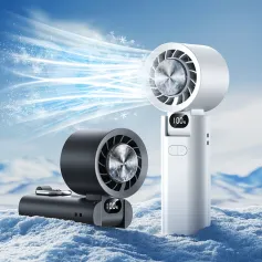 4000mAh Handheld Foldable Fan 100 Speed Ice-Cooling Turbo Cooling Fan USB High Wind Power Ice Compress Turbine High Speed Small Fan