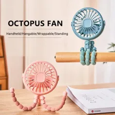 Compact Portable Octopus Handheld Night Light Cooling Fan 500mAh with Accessories