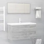 2 Piece Bathroom Furniture Set Concrete Gray Chipboard