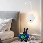 Wall Mounted Reading Lamp with USB Port Bedside Spot light American Style Adjustable Angle Modern Wall Mounted LED Bed Lamp