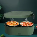 800ML Portable Mini Electric Lunch Box USB Charging Food Heating Container Car Home Rice Food Container Stainless Steel Lunch Bento Box