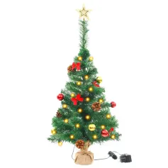 Artificial Christmas Tree with 20 LEDs, Easy Assembly Premium Spruce with Metal Stand and 60 Branchs for Home,Office,Party,Holiday Indoor Outdoor Decoration