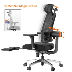 NEWTRAL MagicH-BPro Ayak Destekli Ergonomik Sandalye, Otomatik Takipli Sırt Desteği, Uyarlanabilir Alt Sırt Desteği, Ayarlanabilir Kol Dayanağı, Kilitleme için 4 Pozisyon