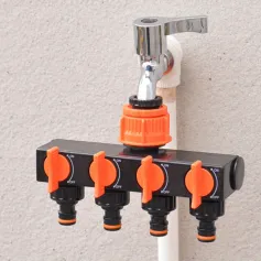 4 Way Garden Hose Splitter Faucet Hose Connector Hose Water Divider With 4 Separate Switches For Outdoor Sprinkler System