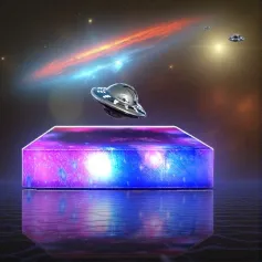 Lâmpada Ambiente UFO Levitando Magnética com Base RGB Galaxy & Controle de Toque Luz Noturna Rotativa Flutuante para Escritório em Casa