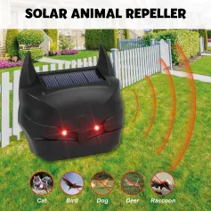 Outdoor Solar Animal Repellent Ultrasonic Infrared Bird Repellent Dog Repellent Mouse Repellent Built-In Light Sensor IP44 Waterproof