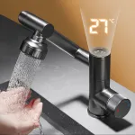 Digital Display 2 Gear Hot Cold Smart Faucet Mounted Wash Sink Hydropower Basin Water Mixer Tap Multifunction Hydropower Basin Faucet