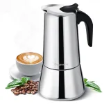 Godmorn Stovetop Espresso Maker, 12cup/600ml Grecas Coffee Maker Moka Pot, Stainless Steel Italian Classic Espresso Moka Pot, Induction Compatible