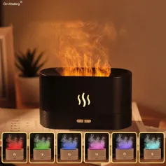 Difusor de aroma de chama colorida com alimentação USB, lâmpada decorativa, umidificador criativo, luz para quarto e escritório
