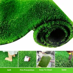 Premium Kalite UV Dayanıklı Suni Çim Mat 15mm Kalınlığında Yangın Geciktirici PP + PE Malzeme Kolay Temiz Kesim İç Mekan Dış Mekan Kullanımına Uygun Dayanıklı Çim Dekorasyonu Yeşil