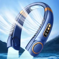 Ventilador de pescoço portátil de 1800mAh com tela de bateria de alta qualidade, luz de respiração colorida, ventilador de pescoço halter portátil, USB, silencioso, multifuncional, mini ventilador elétrico sem lâminas