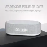 Ceas de birou 4-în-1 USB Încărcare fără fir Termometru cu lumină de noapte Ceas cu alarmă Încărcător fără fir Suport de tampon Alarmă Lampă de dormitor Lumină de noapte Ceas de birou Termometru de temperatură Stație de andocare rapidă
