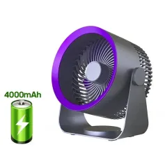 Ventilador silencioso de circulação de ar de 4000 mAh Ventilador circulador de ar portátil com ajuste de 3 velocidades Ventilador operado por bateria Ventilador de mesa pessoal para escritório doméstico e quarto
