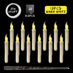 12 Pack Halloween Floating Candles With Wand Remote Control Led Flame Loose Flickering Candle Home Hanging Candles Light