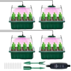 Da 1 a 4 vasi per piantine con oscuramento temporizzato, 12 fori, coperchio alto e spesso, con luce, scatola per piantine, luce di riempimento per piantine, livello di protezione IP54
