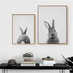 Cute Rabbit Canvas Wall Art Poster Animal Print Paintings Baby Nursery Room 
