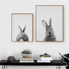  Simpatico poster da parete in tela con stampa di animali, dipinto a mano, per la cameretta dei bambini