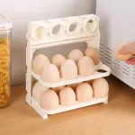 Multi-layer Foldable Anti-drop Egg Organizer Tray with Lid and Handle Egg Holder For Refrigerator-Stackable Egg Storage Container for 24 Eggs Refrigerator Door