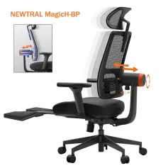 Newtral MagicH-BP Ayak Destekli Ergonomik Sandalye - Otomatik Takipli Bel Desteği, 4D Kol Dayanağı, Oturma Derinliği ve Yüksekliği Ayarlanabilir, 96¡ã-136¡ã Yatırma Özellikli Ev Ofis Masası Sandalyesi