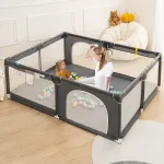 Comomy Sturdy Safety Play Yard Playpen w/ Soft Breathable Mesh Playard Activity Center