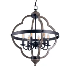 [USA Direct] Lampadario geometrico a 6 luci in stile candela, stile industriale rustico, per interni, senza lampadine