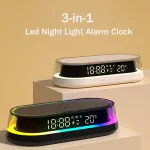 3 in 1 LED Symphony Night Lights Digital Clock Display 15W Wireless Charging Mobile Phone Holder Adjustable Brightness Bedroom Night Light