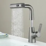 Pull Out Basin Faucet 360° Rotatable 304 Stainless Steel Kitchen Sink Mixer Tap with Pull Out Sprayer Hot And Cold Dual Control