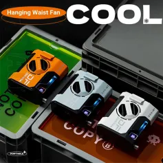 Ventilador de cintura portátil OBB-F1 de 10000 mAh com tela LED HD, velocidade do vento ajustável, banco de energia de emergência, compacto e leve, ideal para esportes e atividades ao ar livre