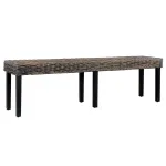 Bench 63\\ Black Natural Kubu Rattan and Solid Mango Wood