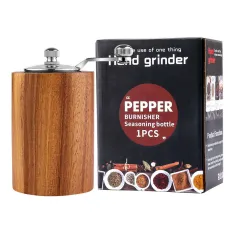 Manual Wooden Peppercorn Black Pepper Grinder Pepper Grinder Kitchen Manual Solid Wood Pepper Mill Household Sea Salt Pepper Grinding Bottle