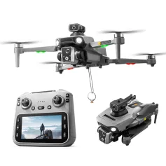 XKJ K19 MAX GPS 5G WiFi FPV、5.9インチLCDスクリーンコントローラー付きHDデュアルカメラサーボジンバル360°障害物回避ワンキーエアドロップブラシレス折りたたみ式RCドローンクワッドコプターRTF