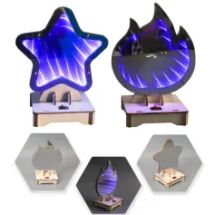 Lasten tee-se-itse-tiede-teknologiaprojekti Aikatunnelimalli Opetuslelut Optinen laajennuskokeet