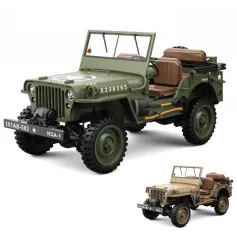 HG TRASPED HG4-58 RTR 1/14 2.4G 4WD RC Car Willys Military Truck for Jeep Off-Road Climbing LED Light Sound Winch Two Speed Metal Frame Rock Crawler Full Proportional Vehicles Models Toys