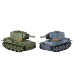 1/64 2.4G Mini RC Tank Desktop Simulation Battle Tracked Full Proportional Remote Control Shooting Vehicles Models with Infrared Combat 360° Rotating Turret Micro Toys