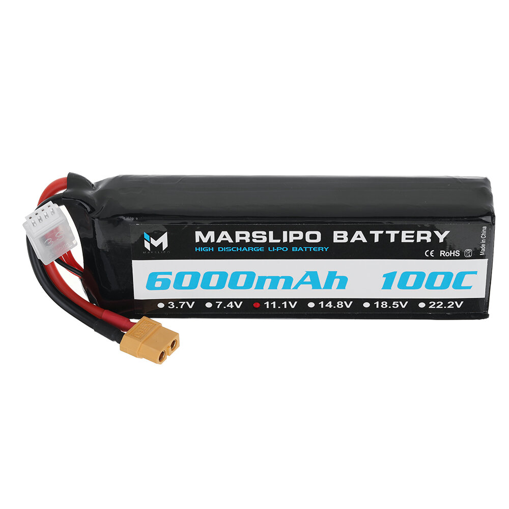MARSLIPO 11.1V 6000mAh 100C 3S Lipo Battery XT60 Plug for RC Drone
