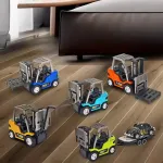 TRASPED HG4-244 RTR 1/64 2.4G Mini RC Car Alloy Forklift with Trailer Remote Control LED Light Sound Engineering Vehicle Desktop Toys Model Collection Gift For Boys