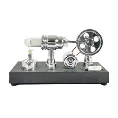 NikolaToy Mirror Polished Stirling Engine with Embedded Voltmeter USB Plug Unique Creative Desktop Ornaments Science Discovery Toys