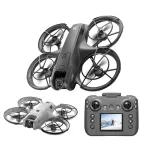 YCRC V666 WiFi FPV with LCD Screen Controller HD ESC Dual Camera Optical Flow Hover Automatic Obstacle Avoidance Brushless LED Light Circle Protection Kids Gifts 2.4G 4CH 6-Axis Remote Control RC Toys Drone Quadcopter RTF